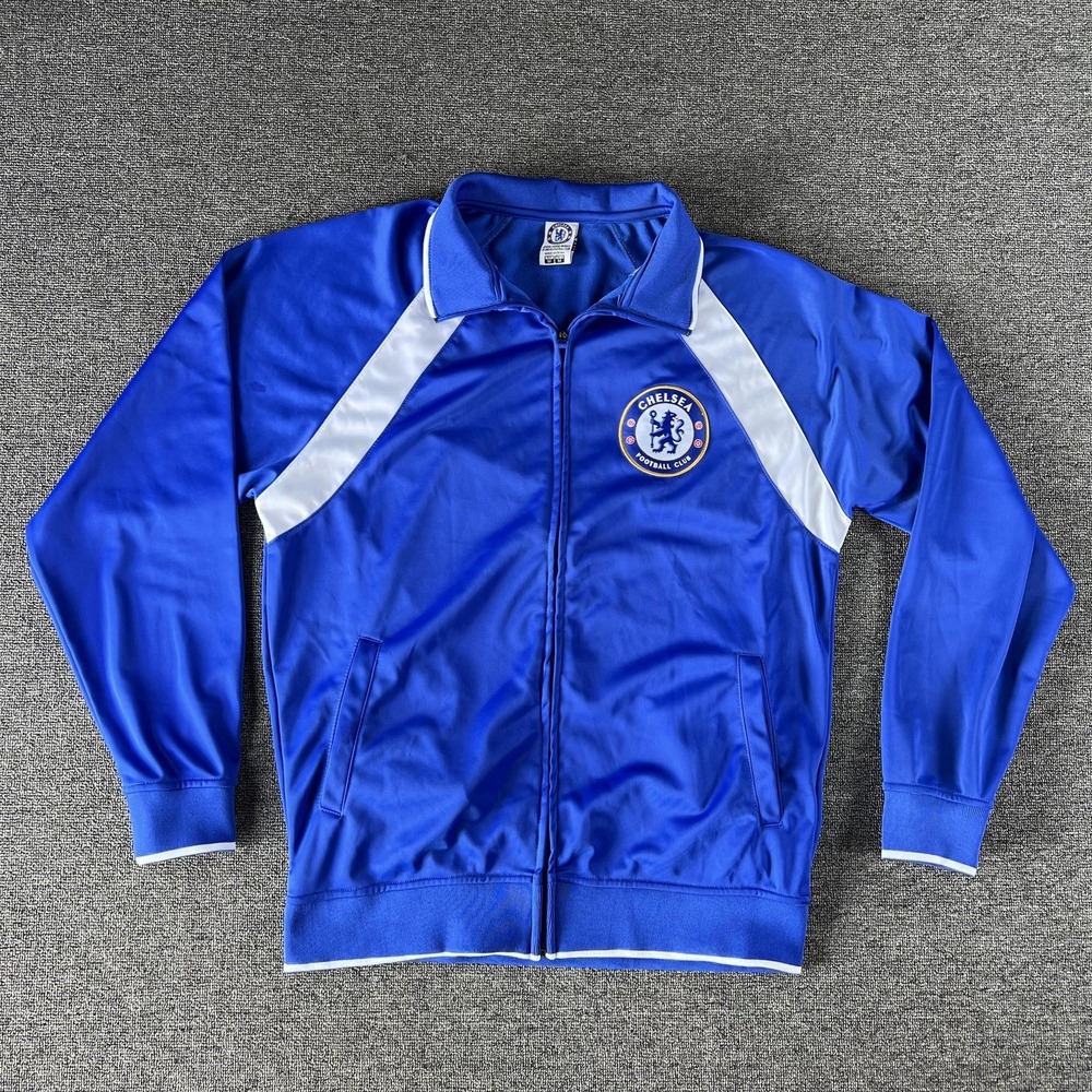 Chelsea FC Jacket Mens Medium Blue EPL Soccer Football Full Zip Track Top Rhinox